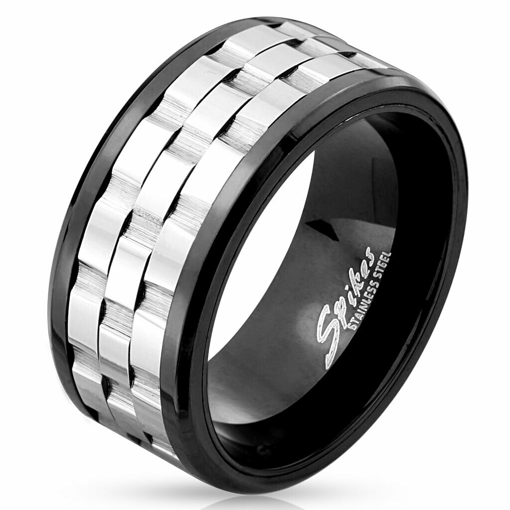 316L BLK/SS GEAR 3-PART SPINNER RING