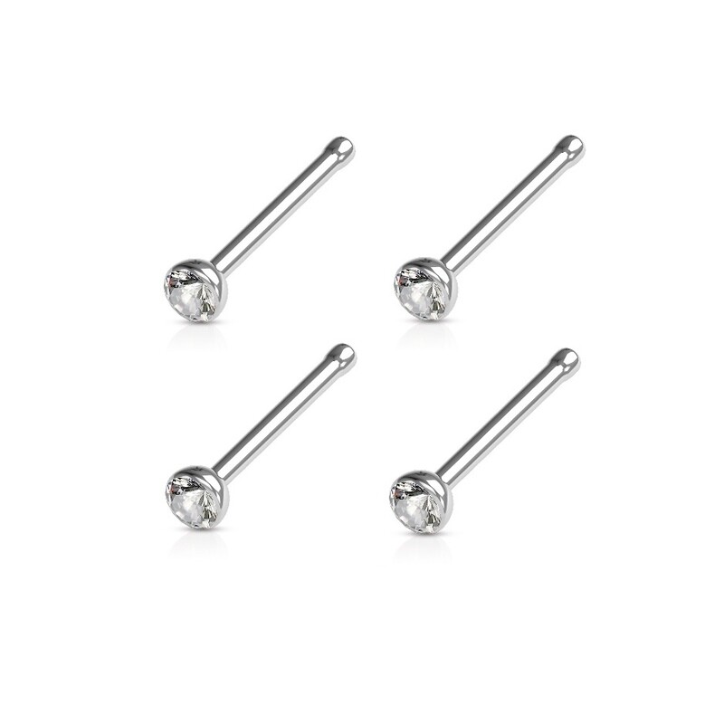 4PK CLEAR GEM BONES 316L