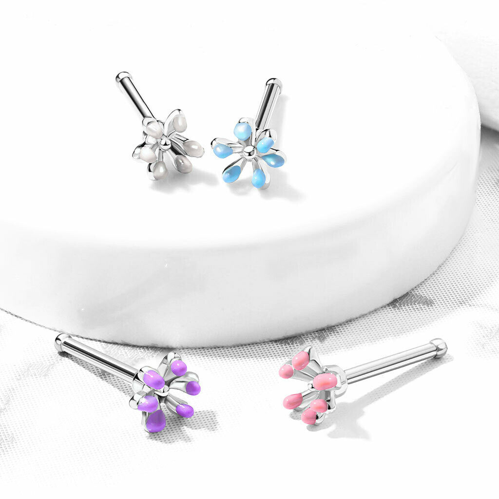 4PK ENAMEL FLOWER BONES 20G 316L