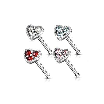 4PK CZ HEART BONES 20G 316L