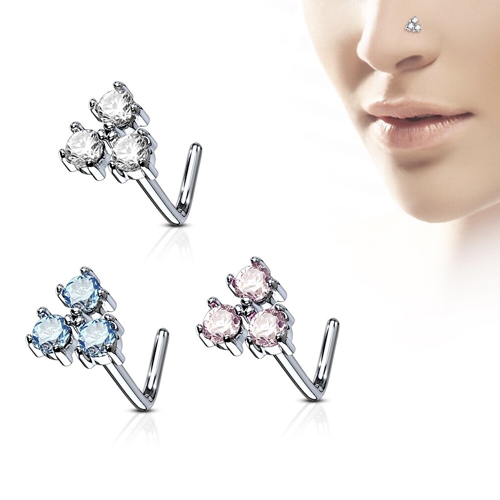 3PK TRI CZ TRIANGLE L-BEND 20G 316L
