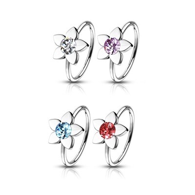 4PK GEM FLOWER LOOPS 20G 5/16&quot;
