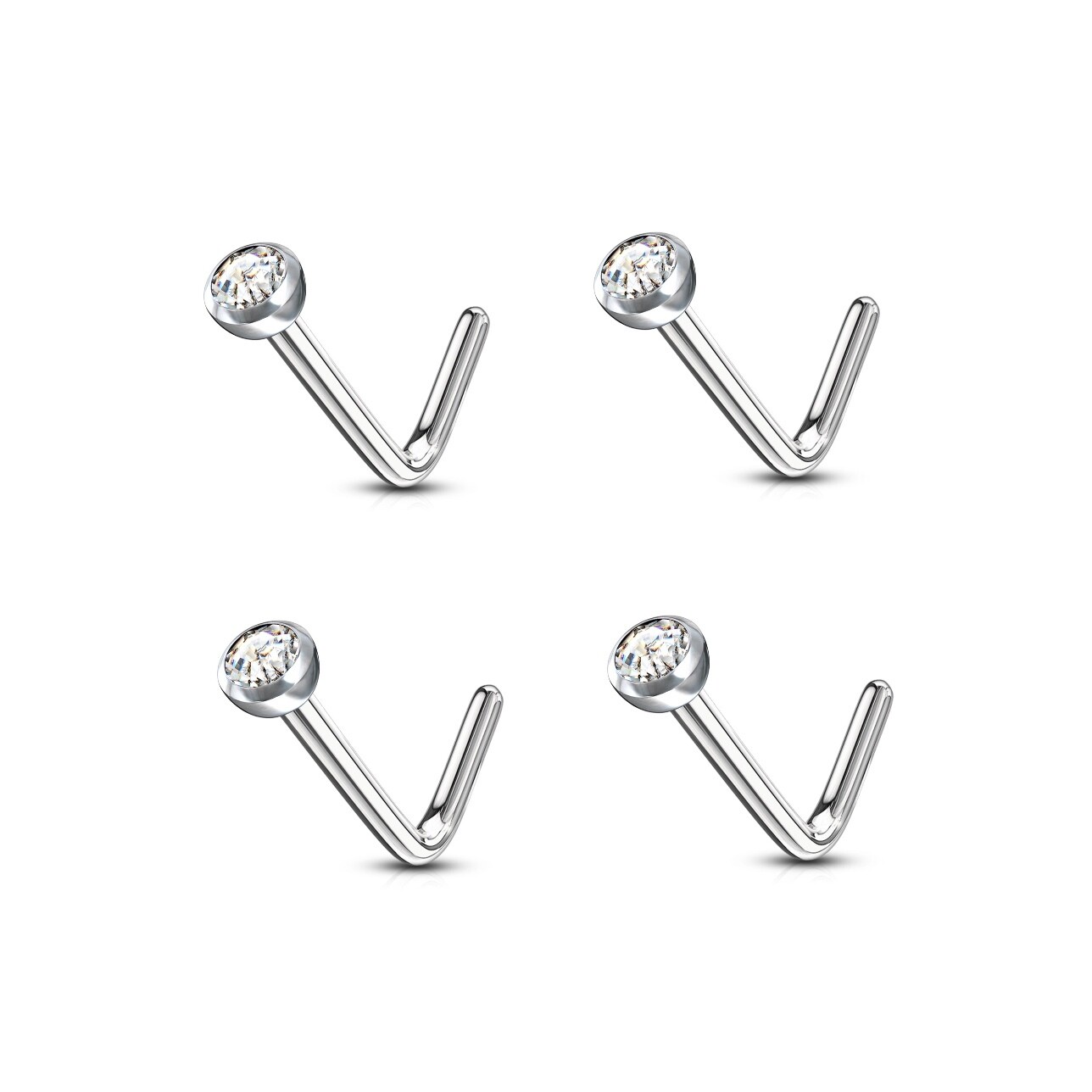 4PK CLEAR GEM L-BEND 22G 316L