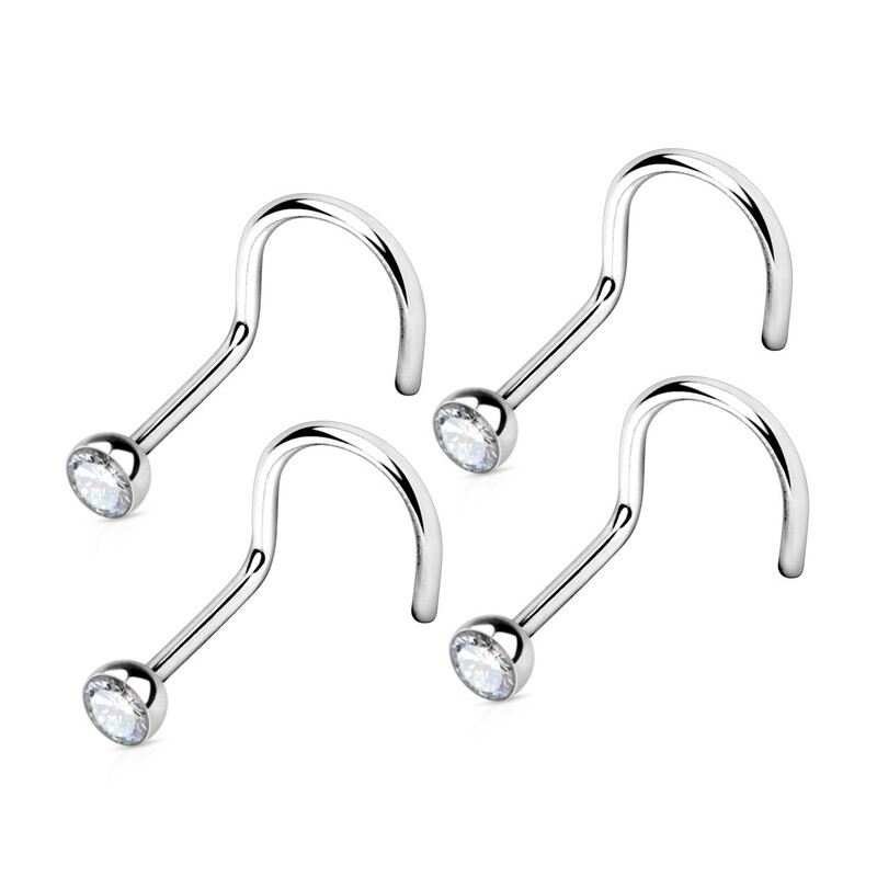 4PK CLEAR GEM SCREWS 316L