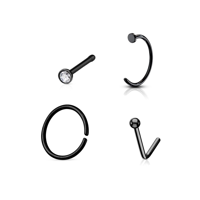 4PK NOSE RINGS/STUDS 20G