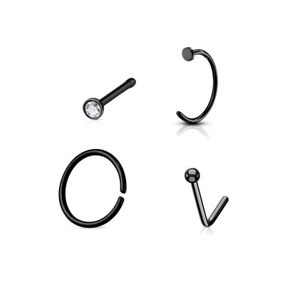 4PK NOSE RINGS/STUDS 20G