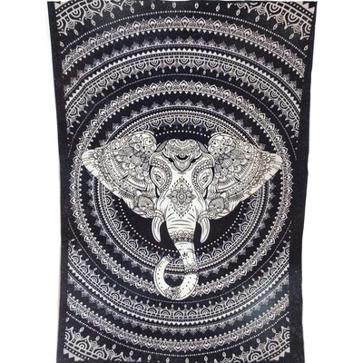 BLK/WHT ELEPHANT HEAD TAPESTRY