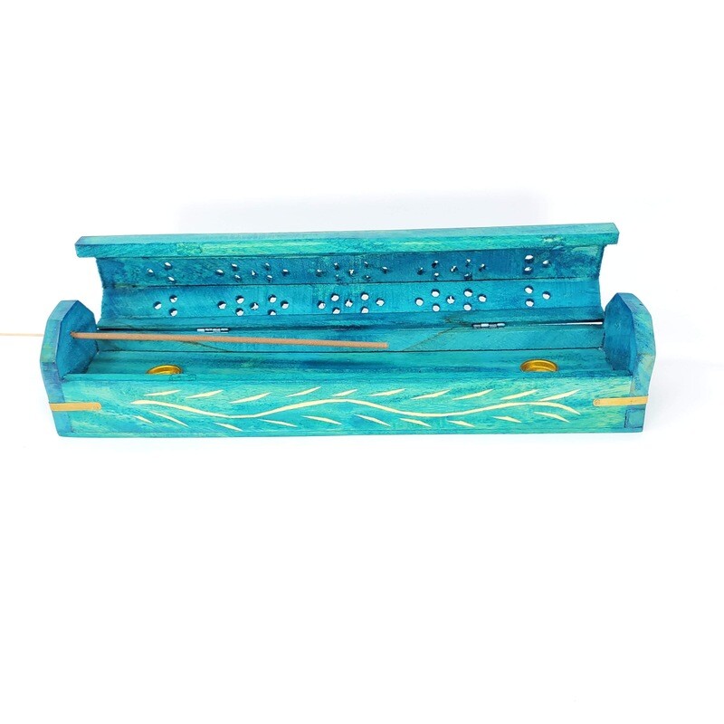 SEA BLUE VINES WOODEN COFFIN