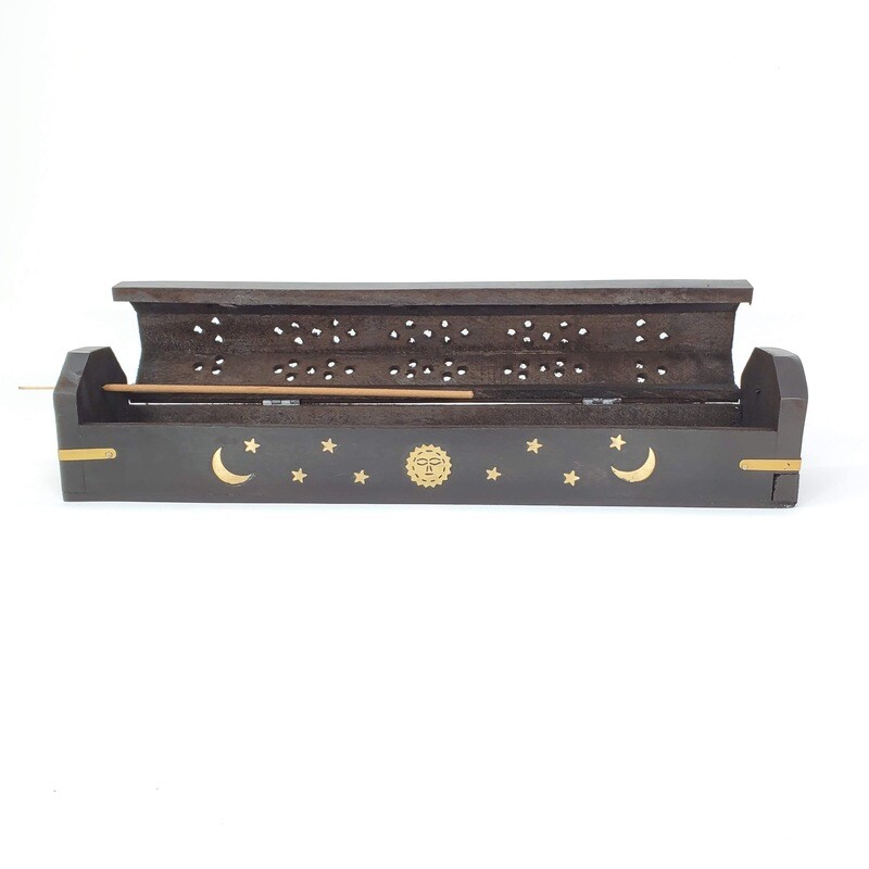 BLACK CELESTIAL WOODEN COFFIN