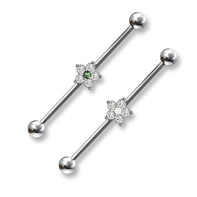 14G OPAL CZ FLOWER 1&amp;1/2&quot; BAR
