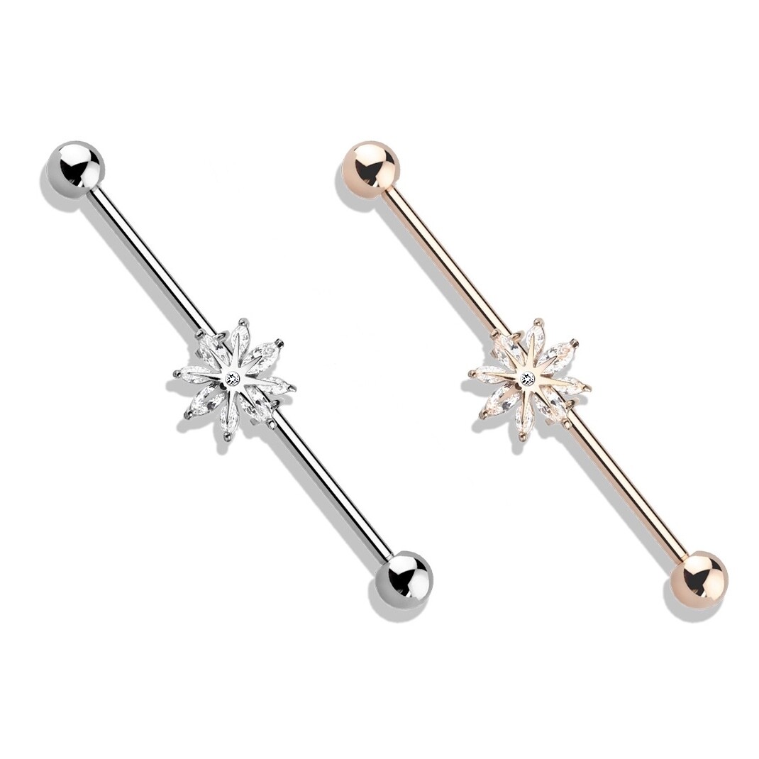 14G CZ SNOWFLAKE 1&amp;1/2&quot; BAR