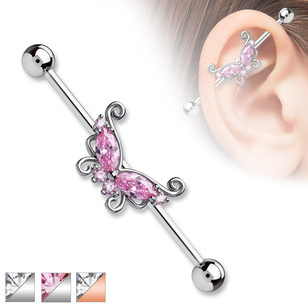 14G ORNATE CZ BUTTERFLY 1&amp;1/2&quot;
