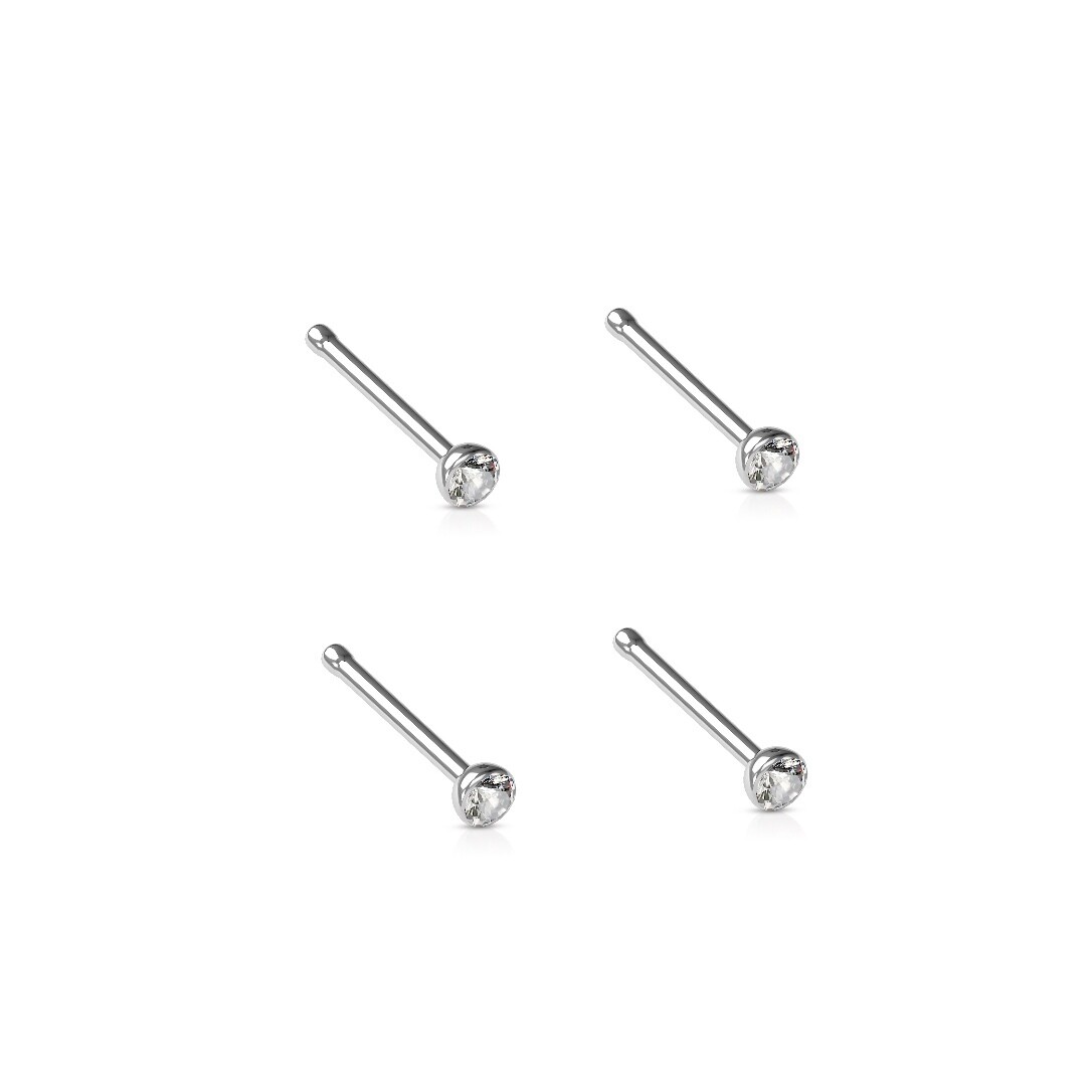 4PK CLEAR GEM BONES 22G 316L