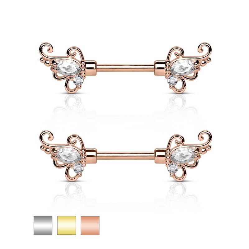 14G 1/2" FLORAL FILIGREE NIPPLE