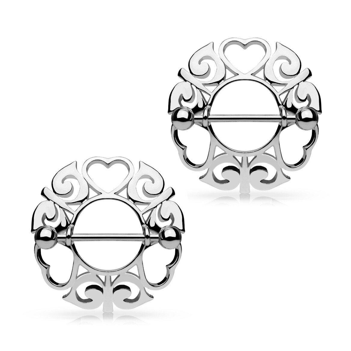 14G 3/4&quot; TRIBAL HEART SHIELDS