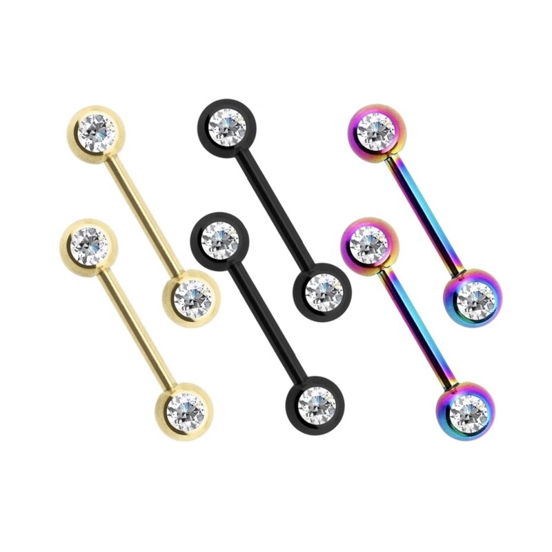 14G 5/8" TITAN GEM NIPPLE BARS