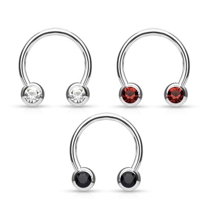 3PK 16G 3/8&quot; CLEAR/BLACK/RED FRONTGEM HORSESHOE