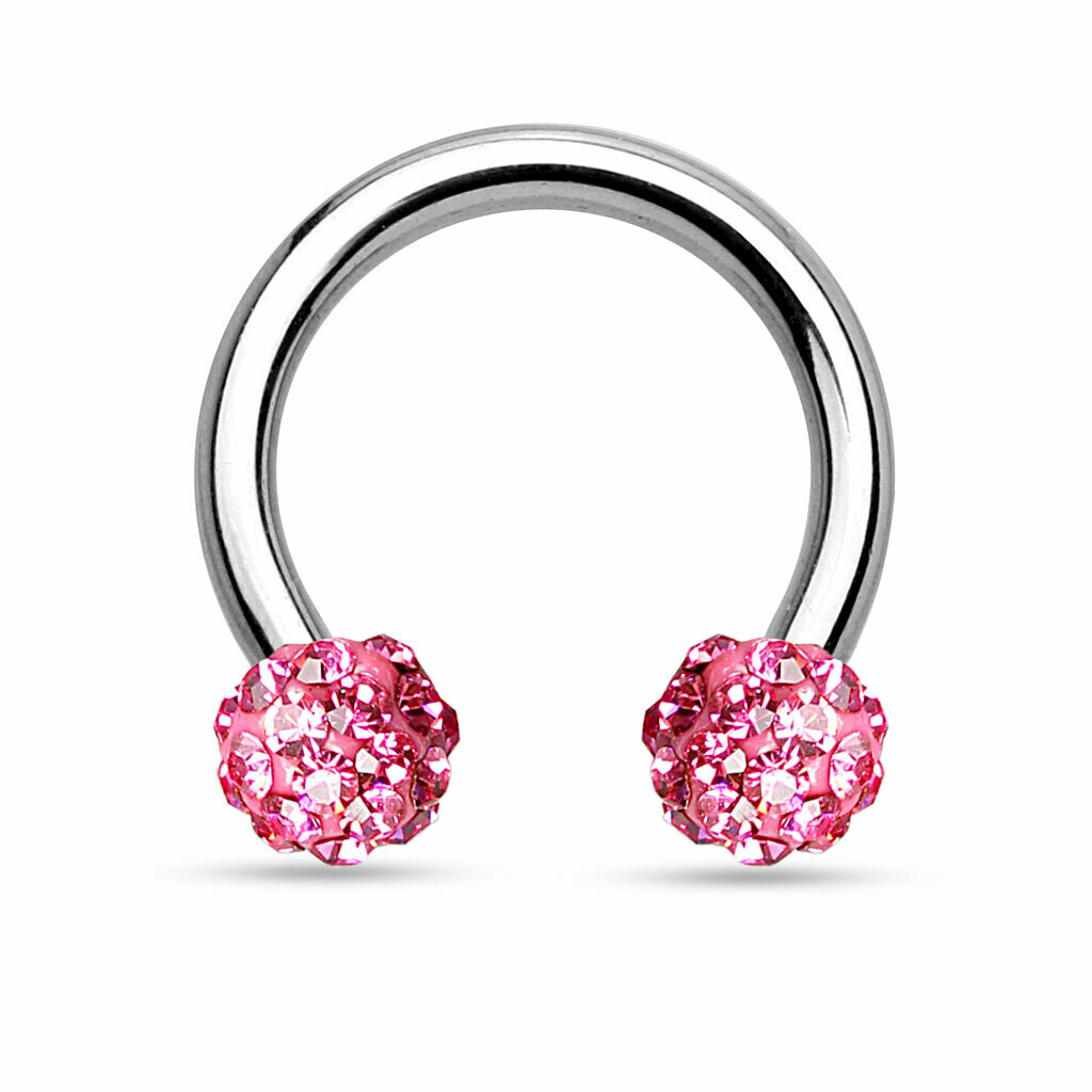 PINK FERIDO HORSESHOE 16G 3/8&quot;