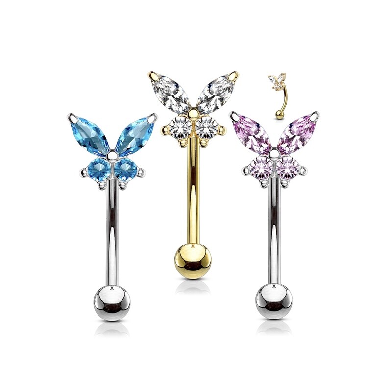 3PK BUTTERFLY CZ EYE 16G 5/16"
