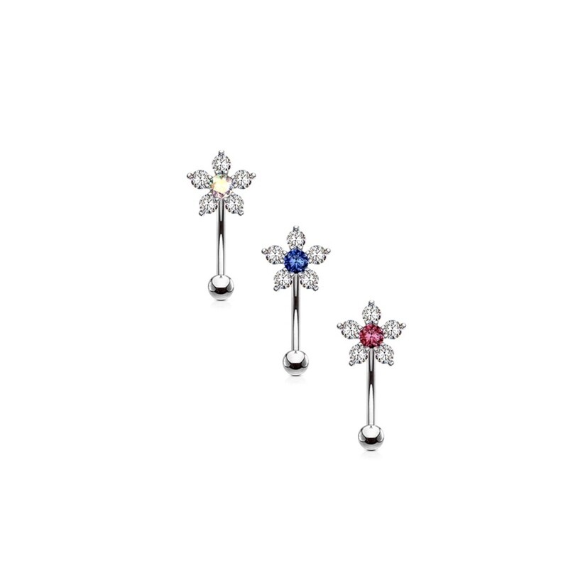 3PK 6CZ FLOWER EYE 16G 1/4"