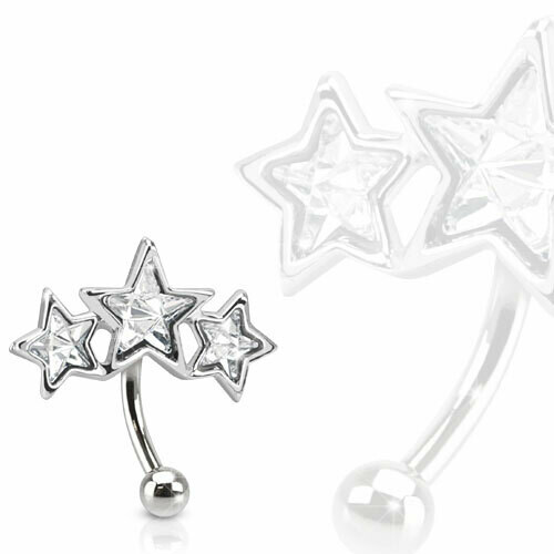 TRIPLE STAR EYEBROW 16G 5/16&quot;