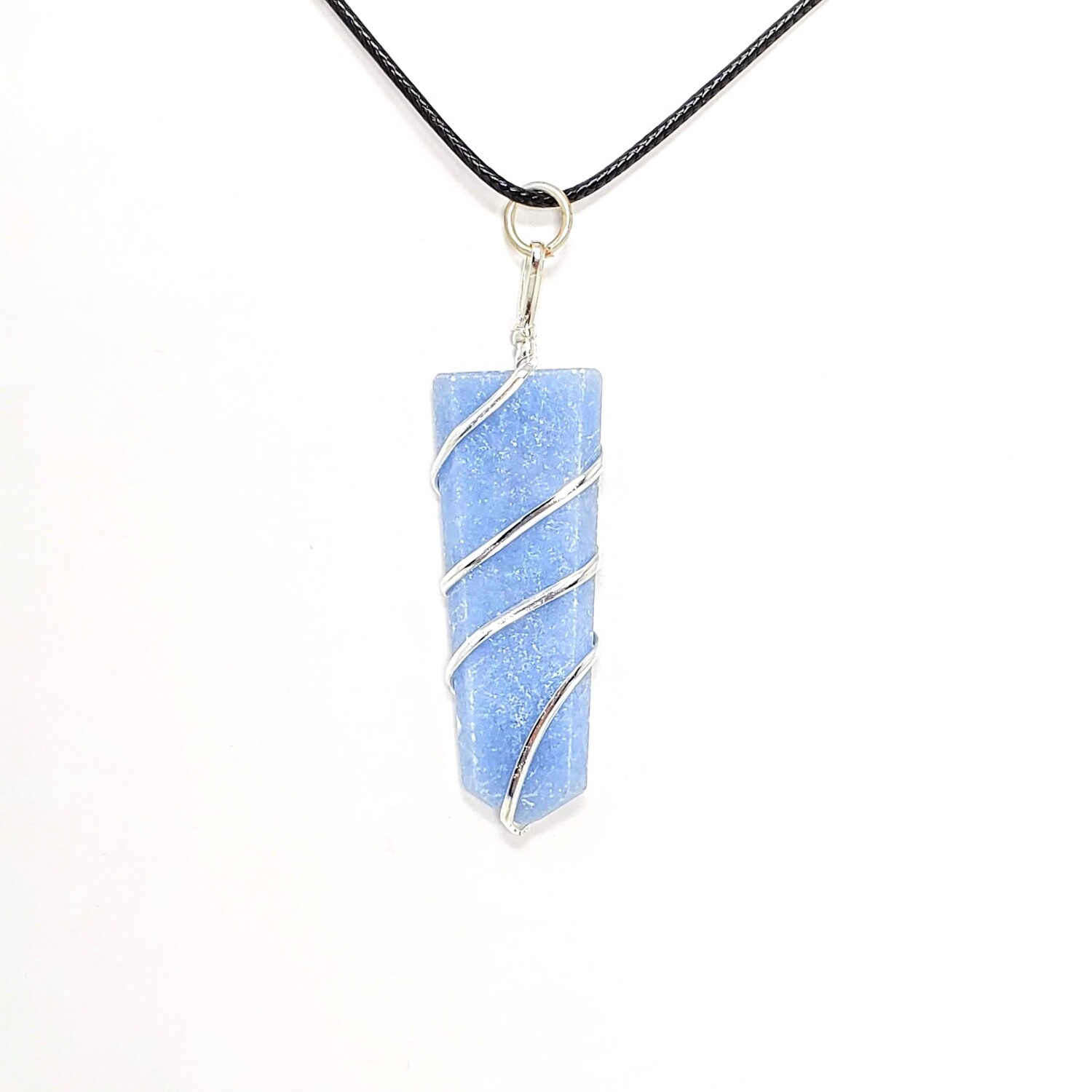 ANGELITE FLAT WIRE WRAP NECKLACE