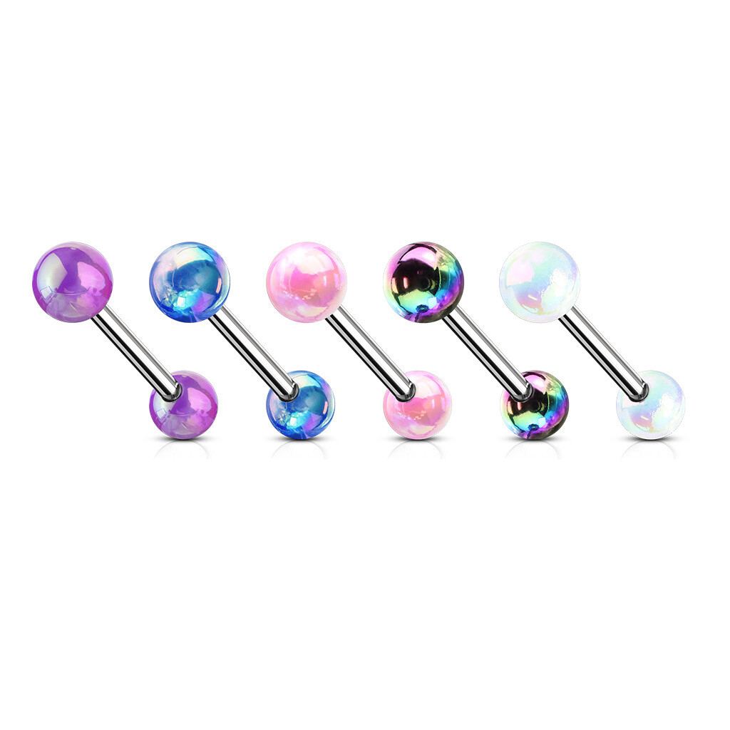 5PK PASTEL METALLIC AB TONGUE 14G 5/8&quot;