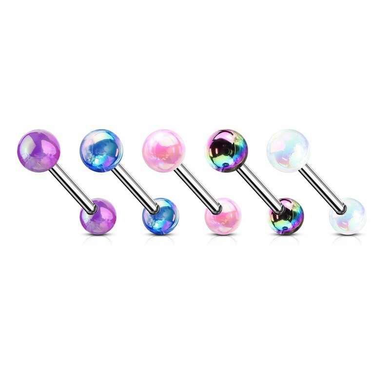 5PK PASTEL METALLIC AB TONGUE 14G 5/8"
