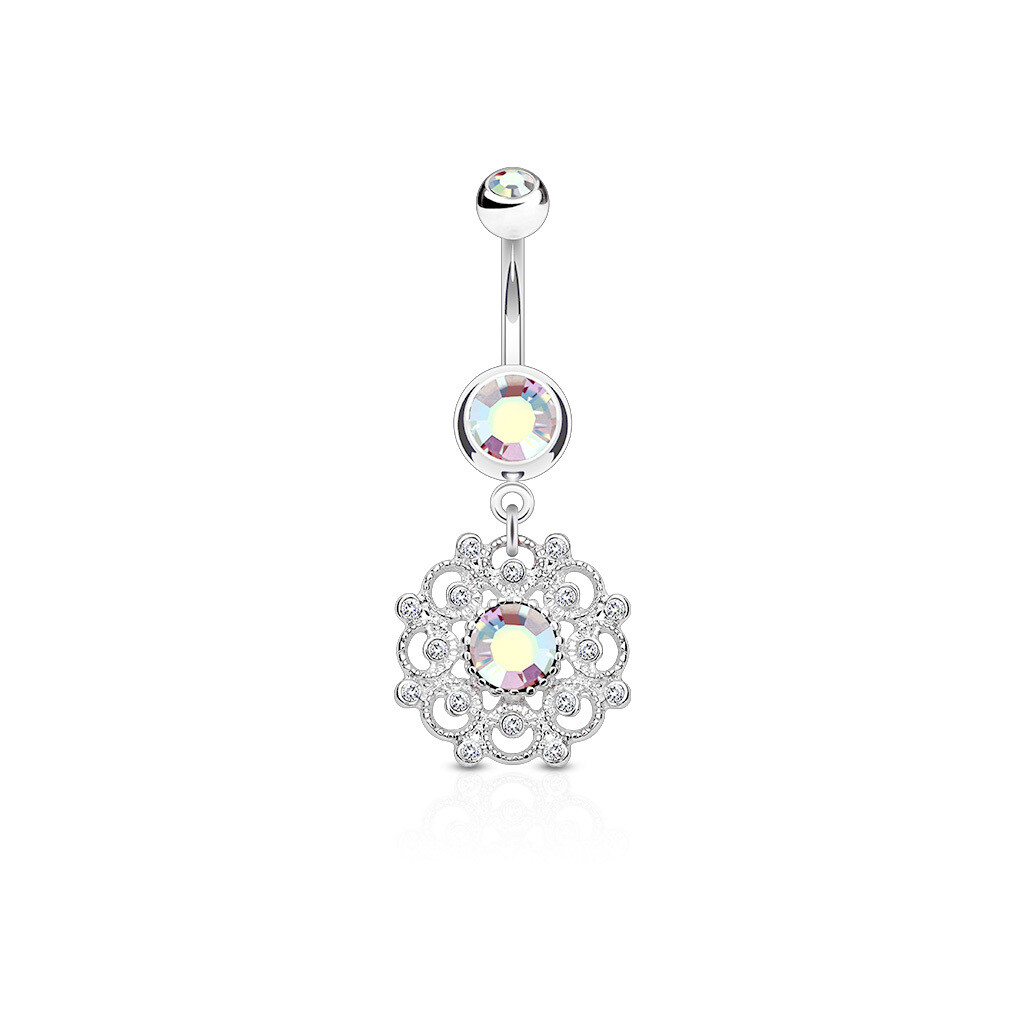 AB FILIGREE DANGLE NAVEL 14G 3/8&quot;
