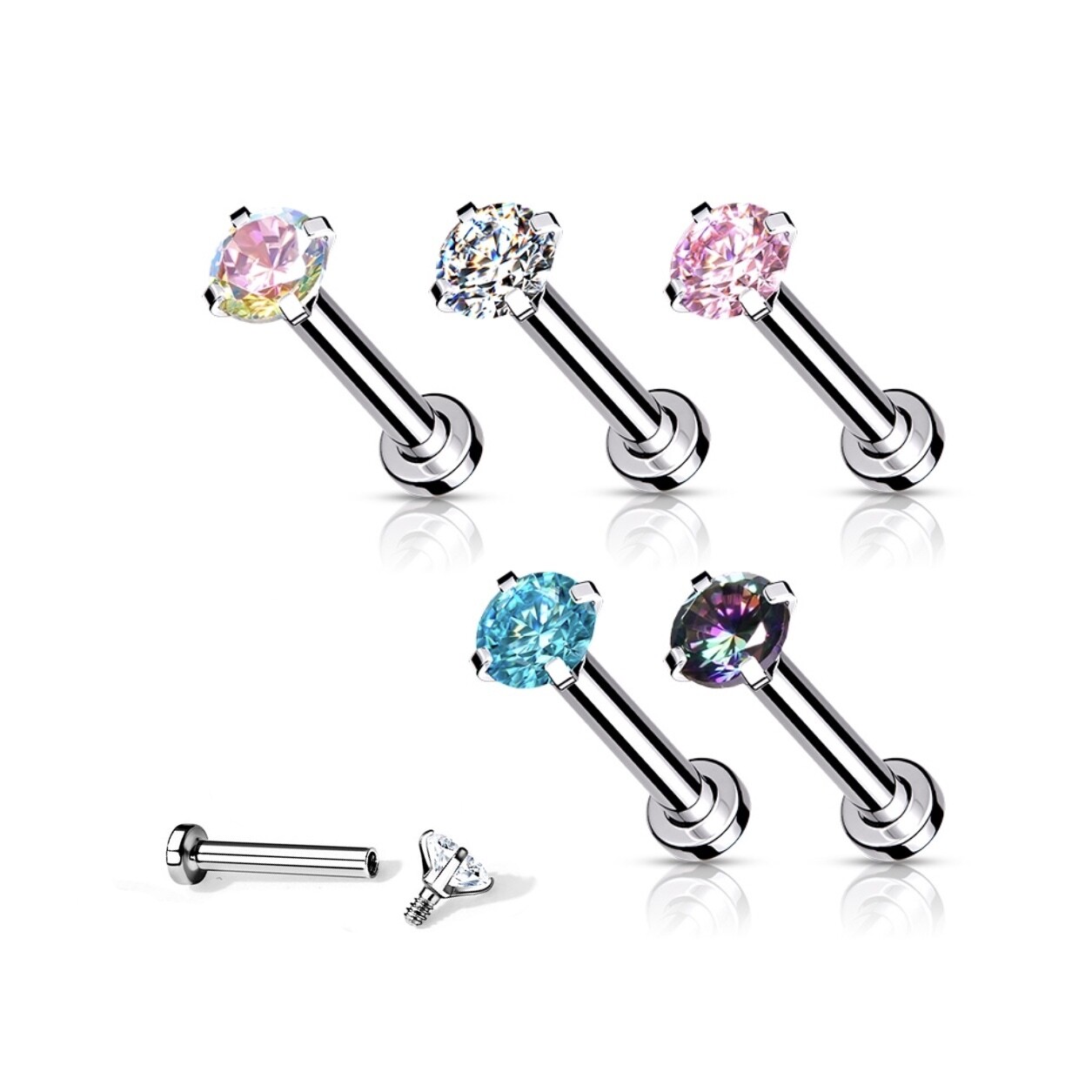 4PK CZ PRONG INT LAB 16G 5/16&quot;