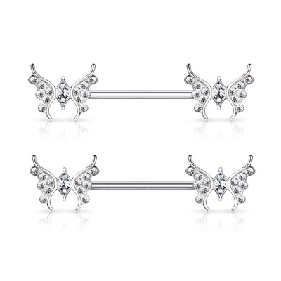 14G 9/16" MARQUISE BUTTERFLY NIPPLE BARS