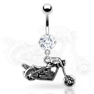 MOTORCYCLE DANGLE NAVEL 14G 3/8"