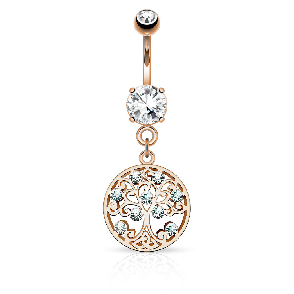 CZ TREE OF LIFE DANGLE 14G 3/8&quot;
