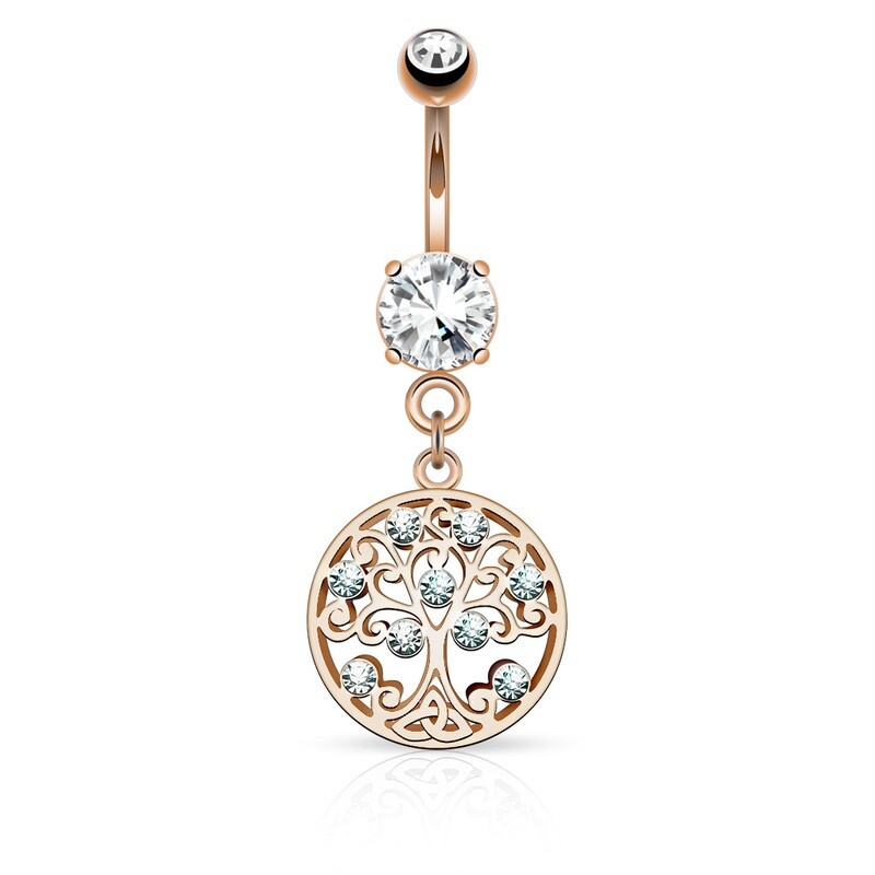 CZ TREE OF LIFE DANGLE 14G 3/8"