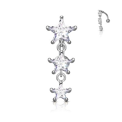 STAR CZ TOPDROP NAVEL 14G 3/8"