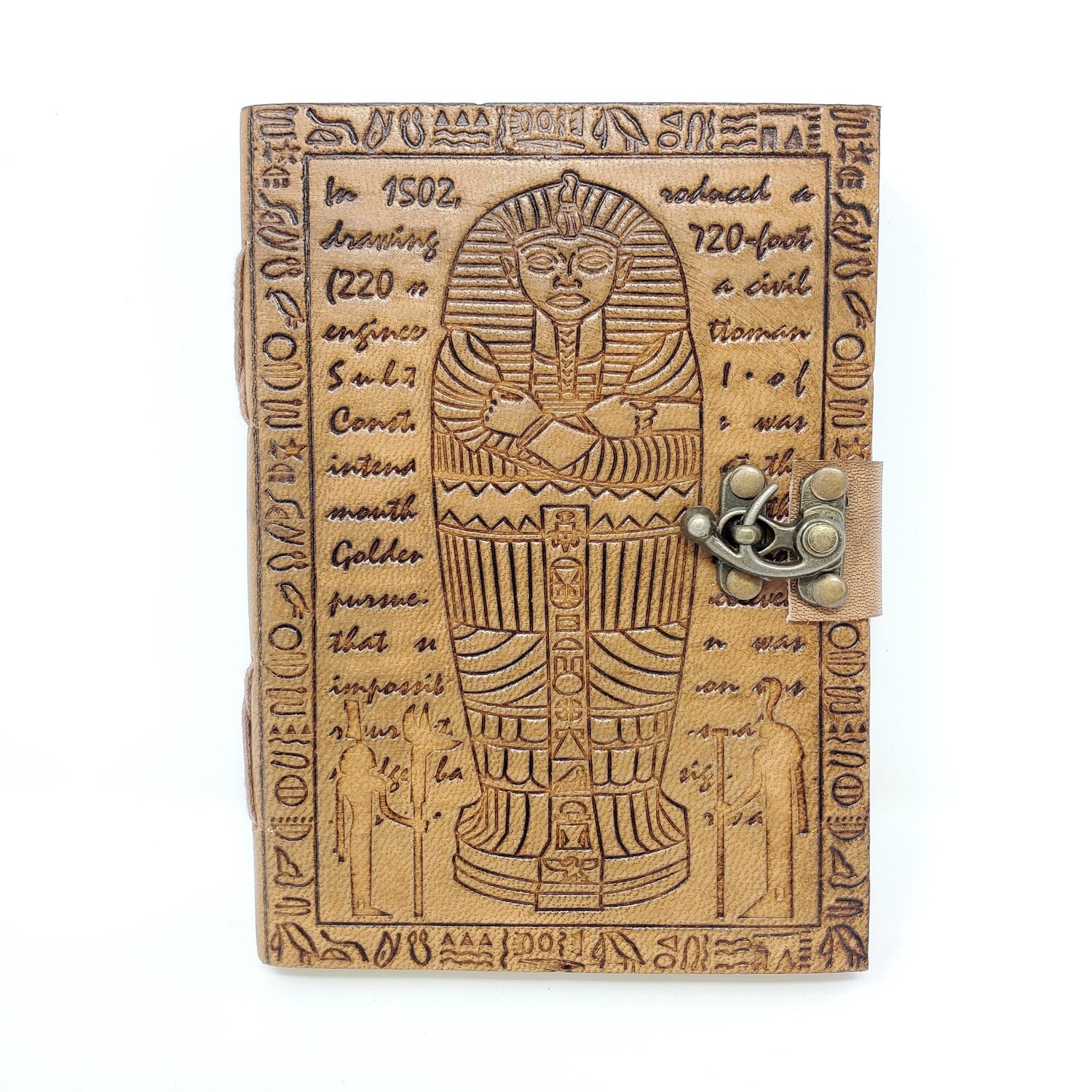 KING TUT LEATHER JOURNAL W/LATCH