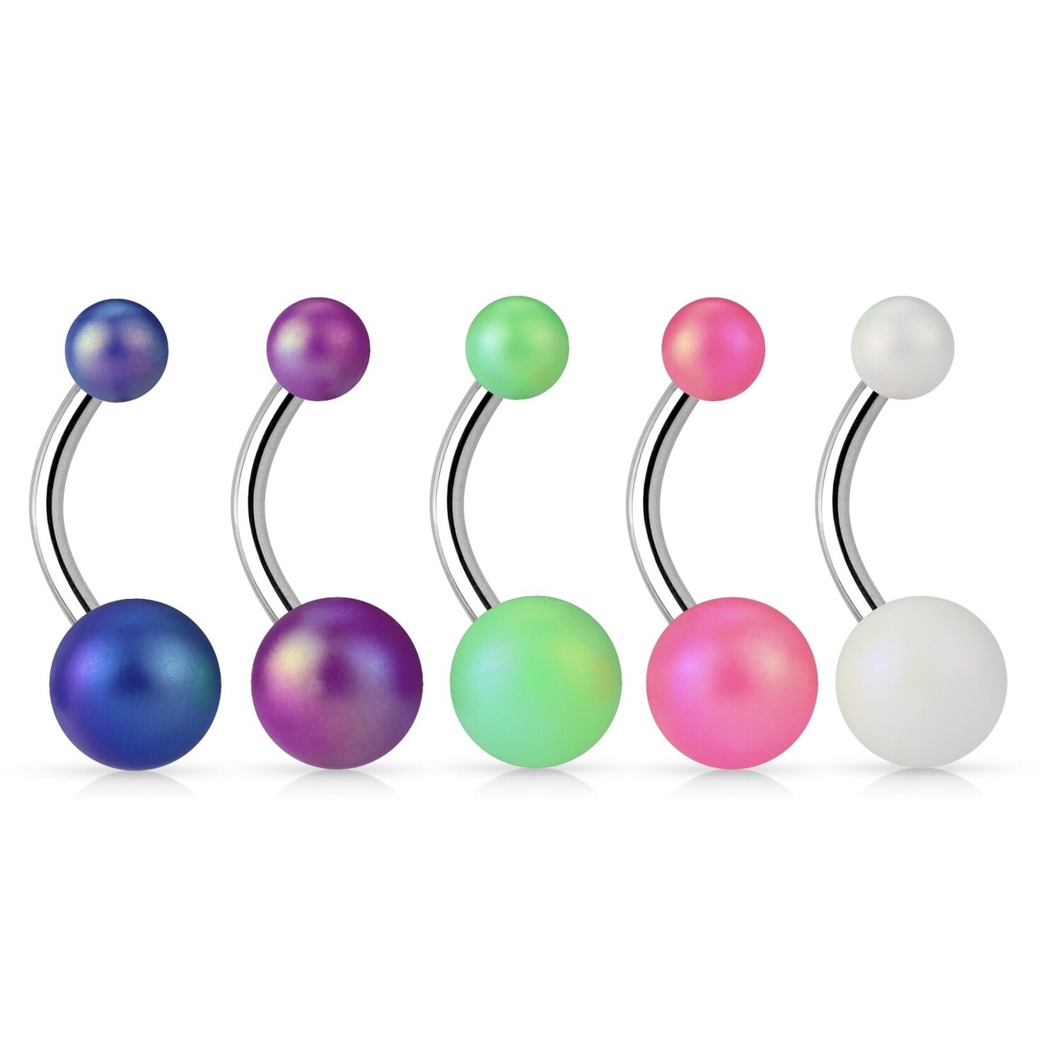 5PK MATTE PEARLY NAVEL 14G 3/8&quot;