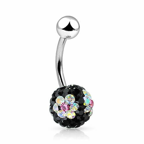 AB/BLK FERIDO FLOWER NAVEL 14G 3/8&quot;
