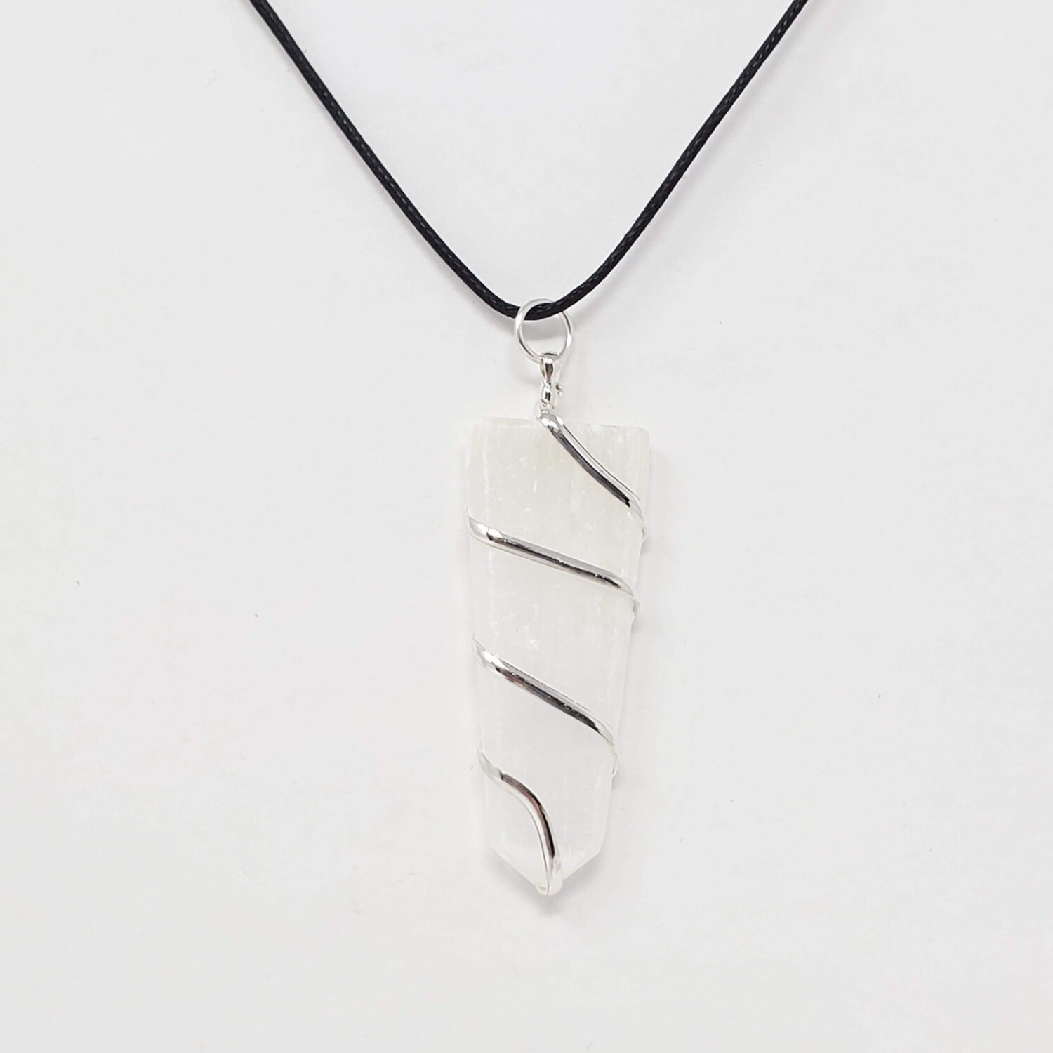 SELENITE FLAT WIRE WRAP NECKLACE