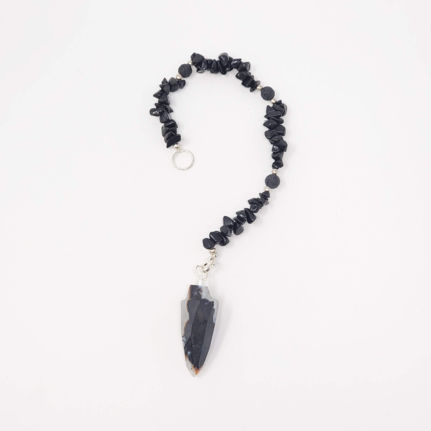 SARDONYX W/CHIPS LAVA BEAD PENDULUM