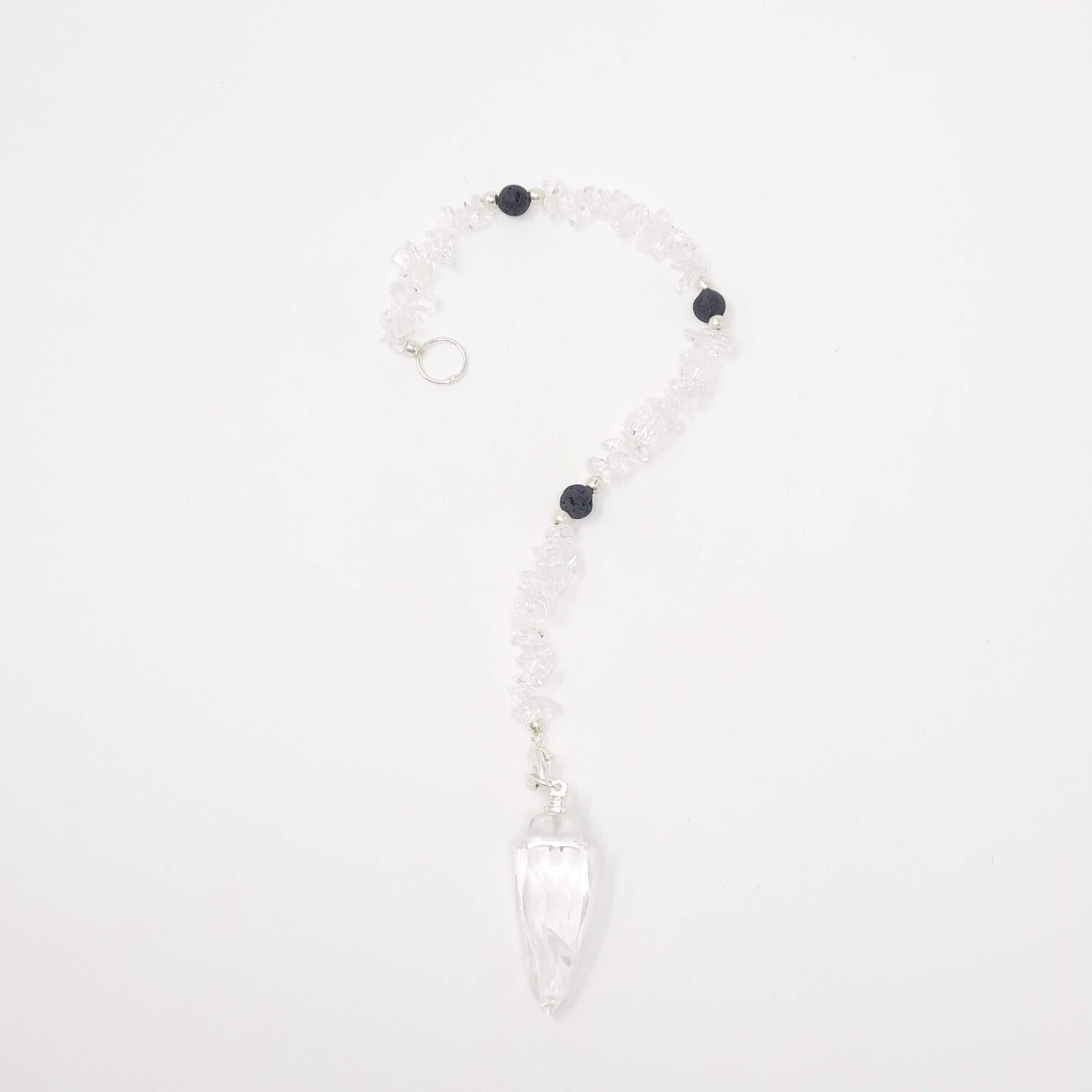 QUARTZ W/CHIPS LAVA BEAD PENDULUM