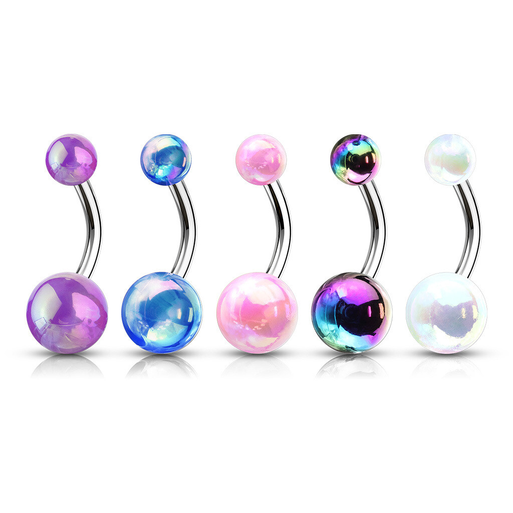 5PK PASTEL METALLIC AB NAVEL 14G 3/8&quot;