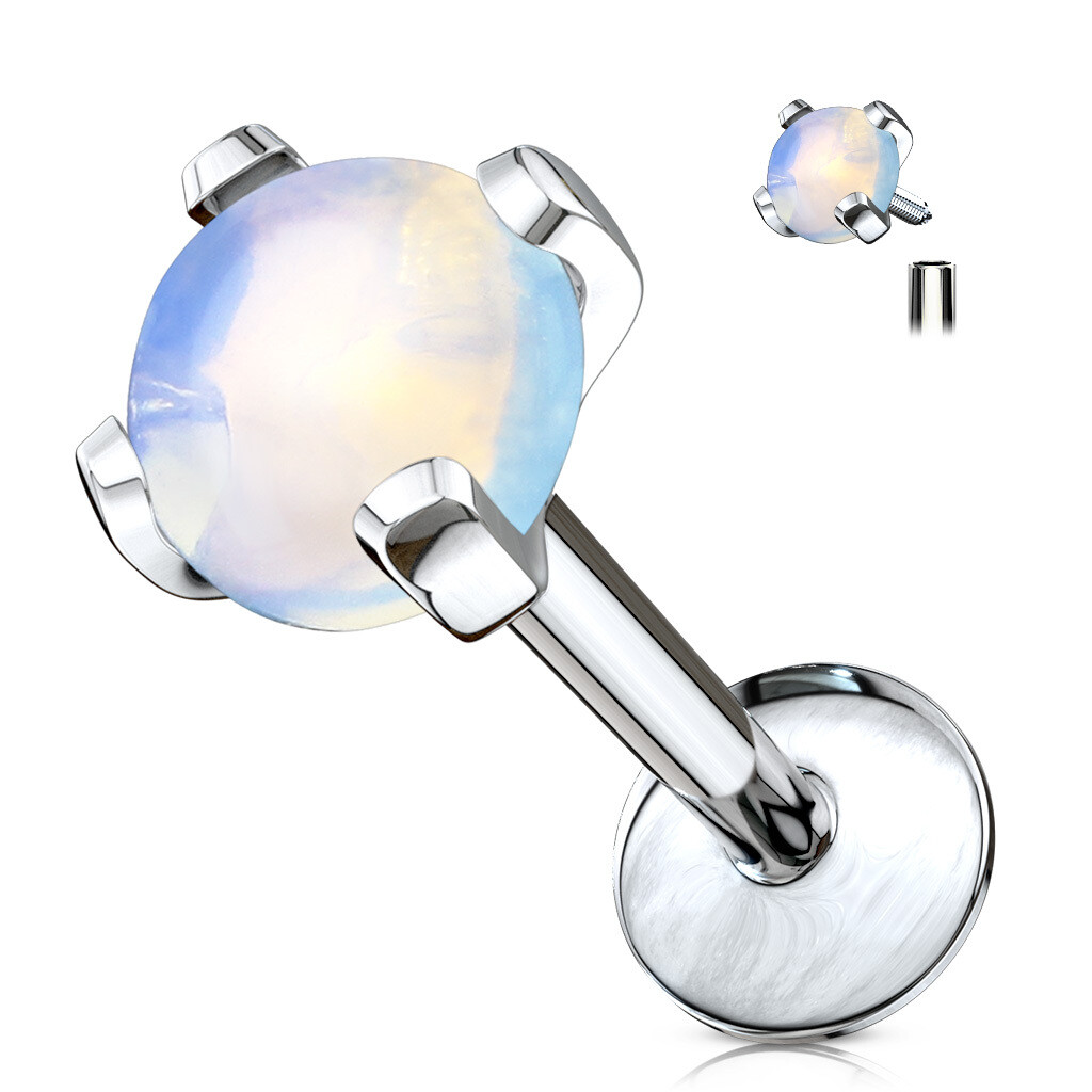 SEMI-PRECIOUS STONE LAB 16G 5/16&quot;, 316L: OPALITE