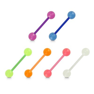 6PK ACR GLOW TONGUE BAR 14G 5/8" 6PK ACR GLOW TONGUE BAR 14G 5/8"