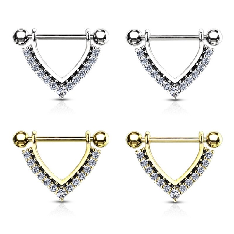 14G 9/16" CZ TRIANGLE HALF SHIELDS