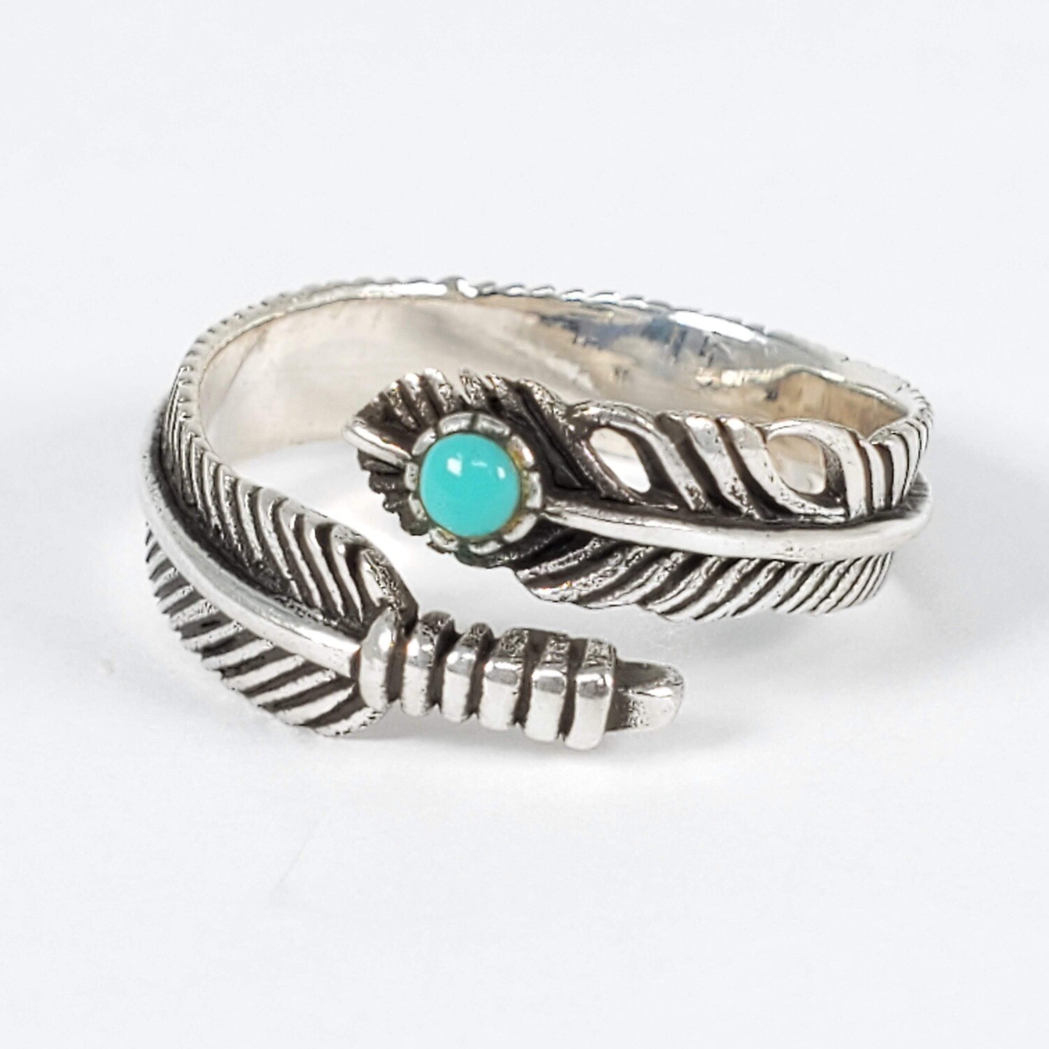 925 FEATHER WRAP SYN TURQUOISE RING