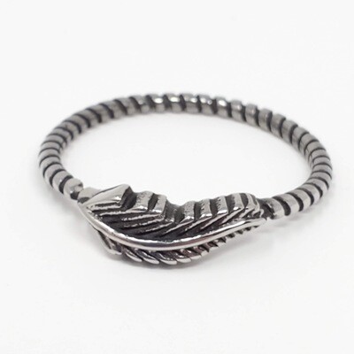 316L FEATHER ROPE RING