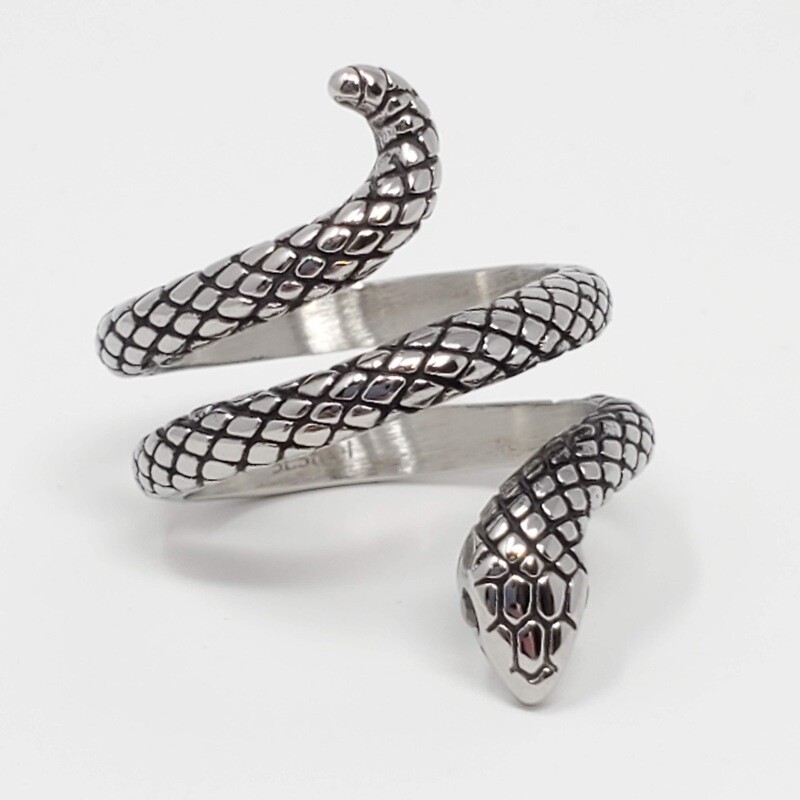 316L RED CZ EYE SNAKE RING