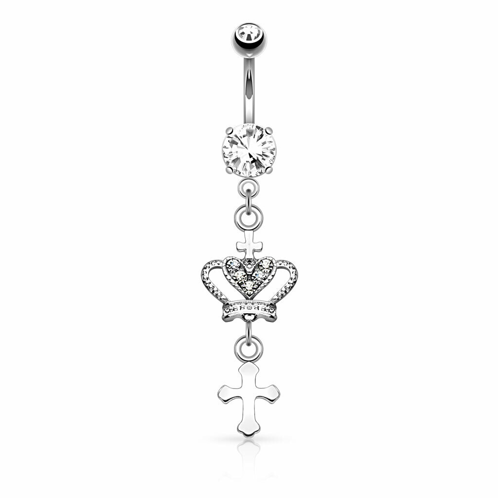 HEART CROWN CROSS DANGLE, 316L: STEEL