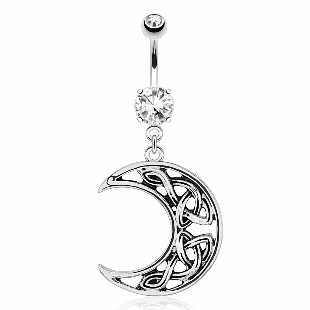 CELTIC KNOT CRESCENT DANGLE 14G 3/8&quot;